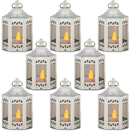 zkee Mini Star Lantern with Flickering LED,Battery Included,Decorative Hanging Lantern,Christmas Decorative Lantern,Indoor Candle Lantern,Battery