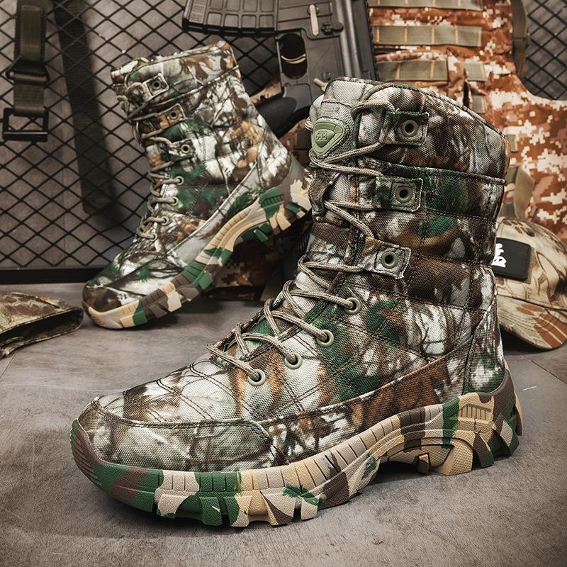 Large Size Combat Boots Men's Outdoor Camouflage Boots High Top Mountaineering Boots Men's Tactical Boots Men's Hiking Training Boots Men's