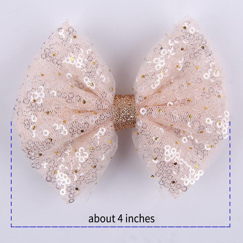New Chic Princess Lace Hair Clips Bling Netting Sequins Bow Hairpins Glitter Knot Hair Bow Sweet Head Wear Girls Accessories
