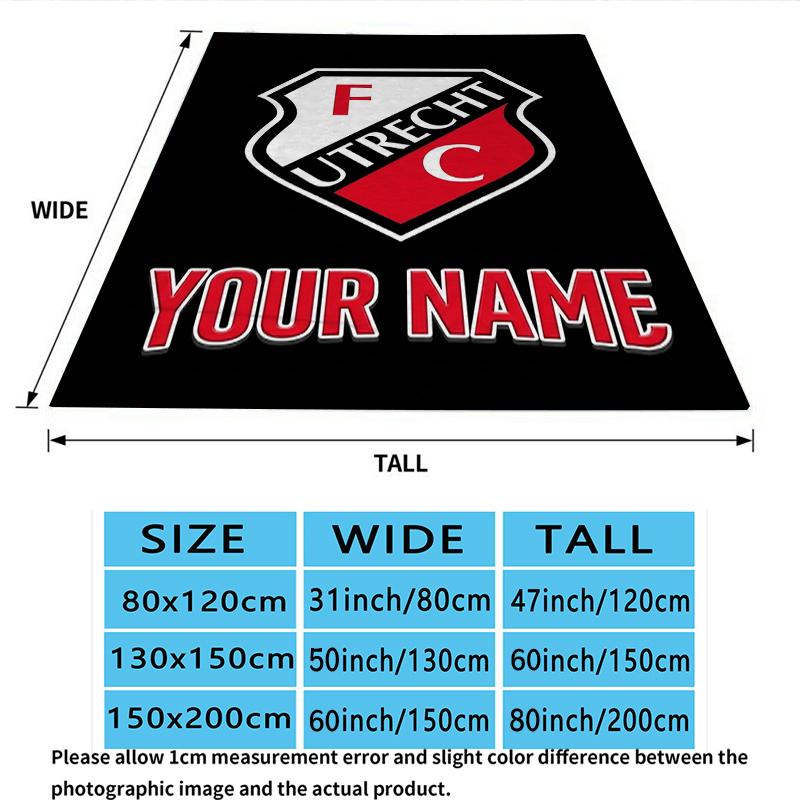 Custom Name Fc Utrecht Print Flannel Blanket, High Quality Comfortable for All Seasons, Home Decor, Warmth and Comfort, Perfect for Christmas Gifts