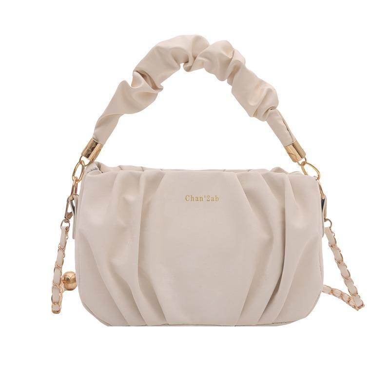 New bag women's fashion trend messenger bag versatile casual chain shoulder bag solid color hand-held pleated bag