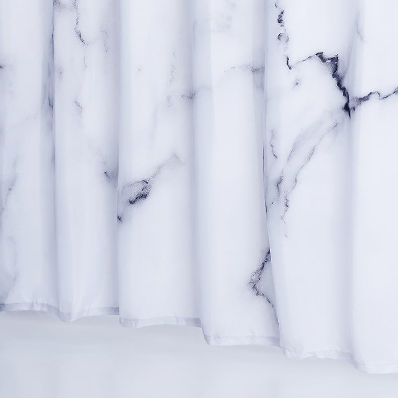 Gray And White Marble Shower Curtain Set With Hooks, Abstract Modern Luxury Gray And White Marble Bathroom Shower Curtain