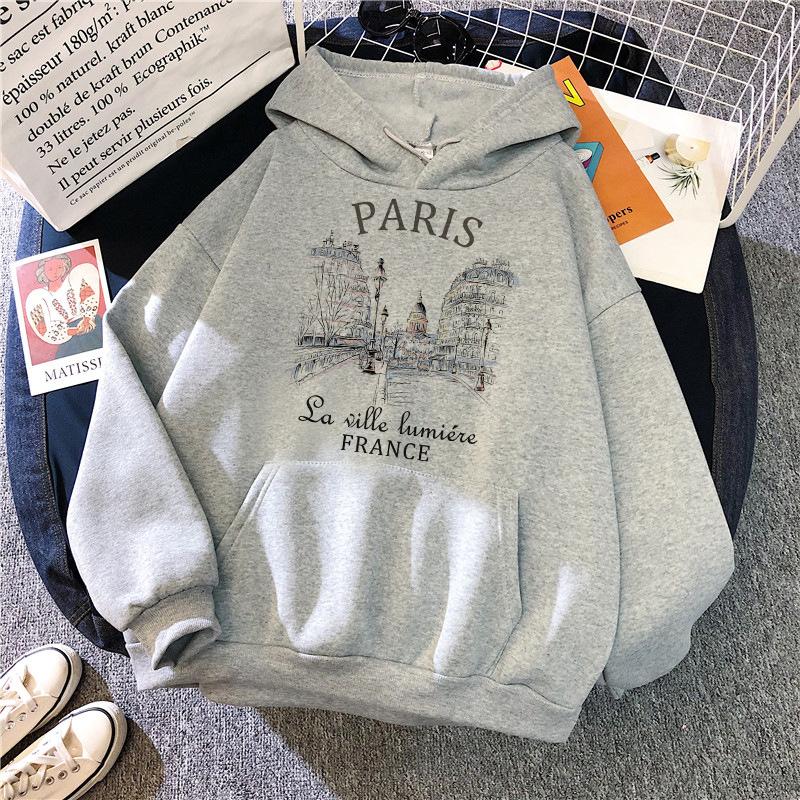 Fashion Bonjour Paris Text Print Hoodies 2025 Casual Vintge Y2k Sweatshirts Clothes Women Men Graphic Gothic Pullovers Hooded
