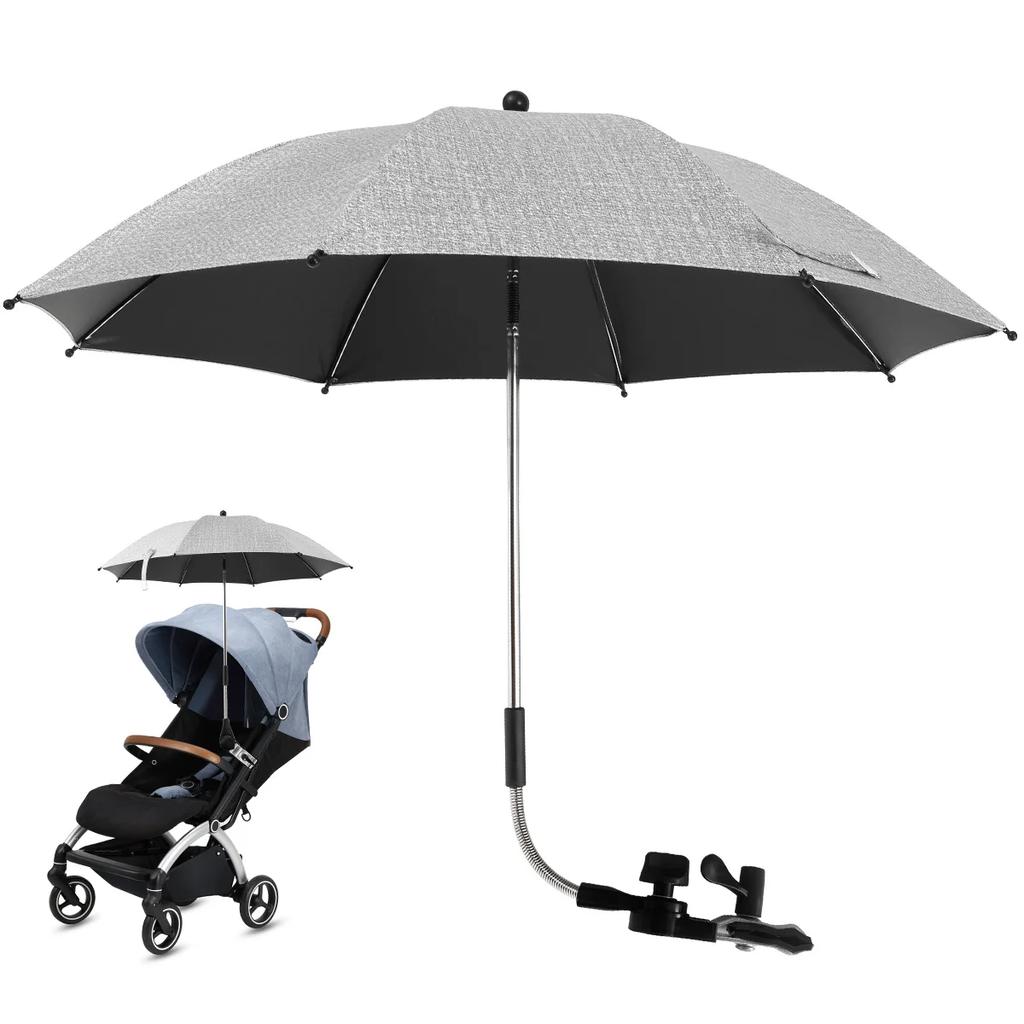 Universal Sun Umbrella for Baby Stroller UV Protection Pram Umbrella 360° Adjustable Rainproof and Windproof Sunshade Parasol