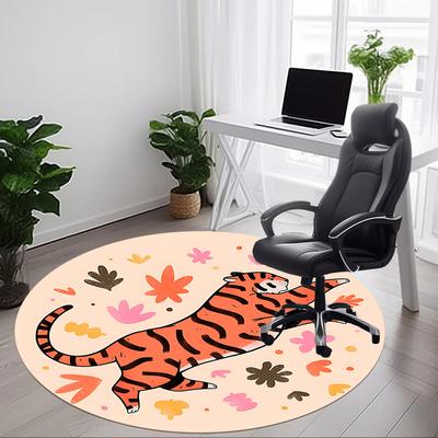 1 Stück Tiger Dance Büro Runder Teppich, Teppich für Büro, Gaming, Leichte Runde Bodenmatte yy260205045