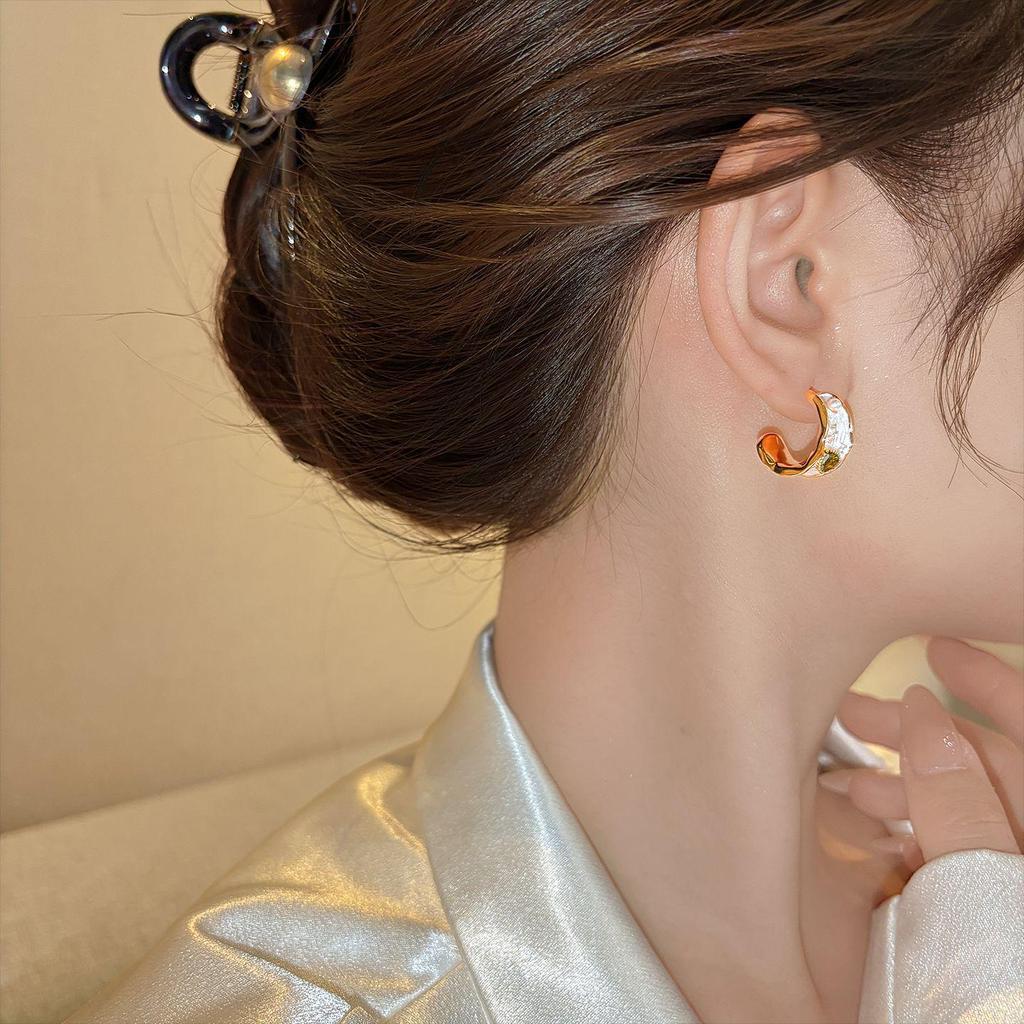 Rhinestone Tiger Eye Zircon Stud Earrings - Starry Brown Light Luxury High-End Design