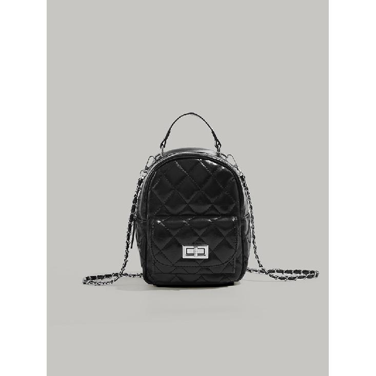 High-quality niche diamond-patterned women s backpack, trendy 2025 new fashion versatile small backpack for casual travel чёрный