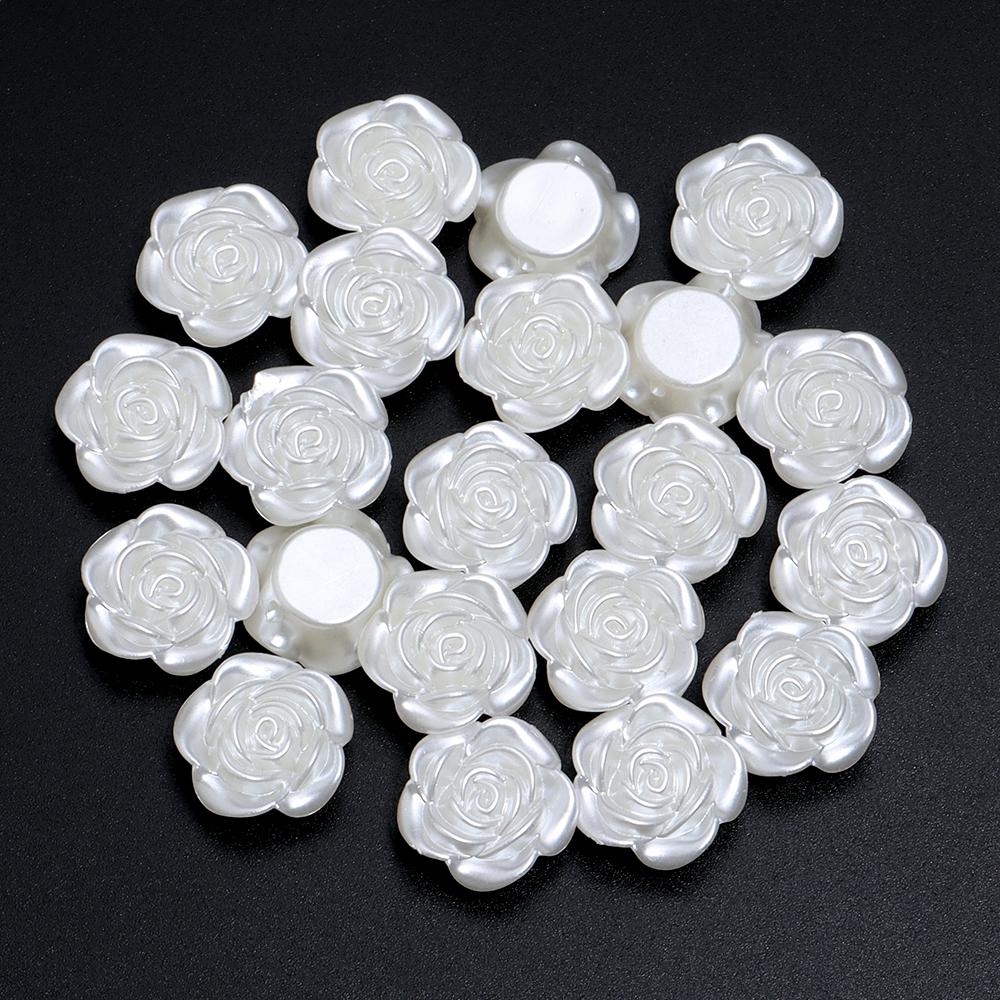 12 14 15 18mm ABS Imitation Pearl Rose Beads For DIY Charm Handmade Earrings Bracelets Jewelry Making Single Hole Spacer Beads