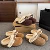 2025 Winter New Women's Half A Pack Cotton Slippers Indoor Home Plu Bread Retro Warmth  Slip-On Slippers Pantuflas Divertidas