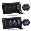 3 Gang Toggle Switch Panel 12V 24V Waterproof Rocker Switch Panel with Double USB Charger Port LED Lighted Protected Control Car