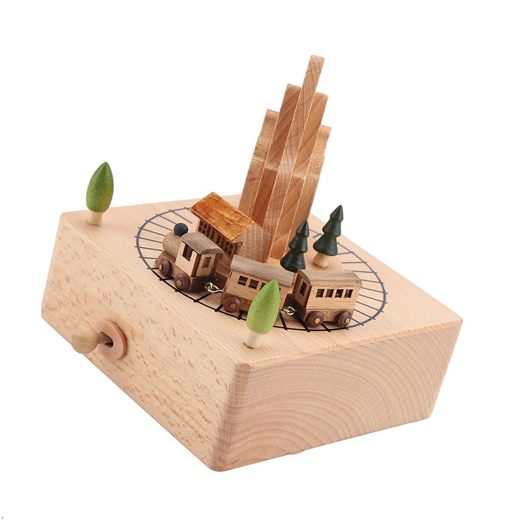 Wooden Music Box Beautiful Wood Musical Crafts Birthday Christmas Gifts Home Decoration