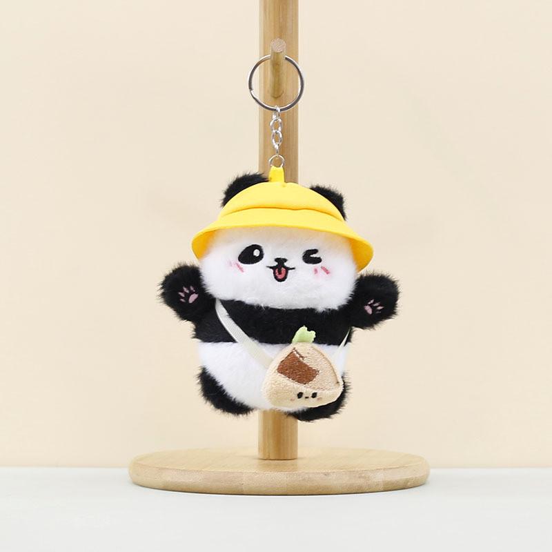 Soft And Cuddly Plush Panda Doll With Colorful Hat Perfect For Backpacks And Keyrings