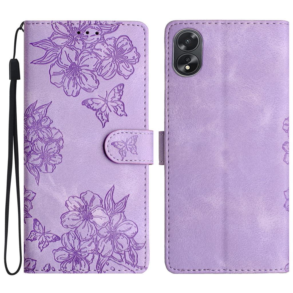 For Oppo A38 4G/A18 4G Case PU Leather Phone Cover Butterfly Flower Card Slot Holder Stand