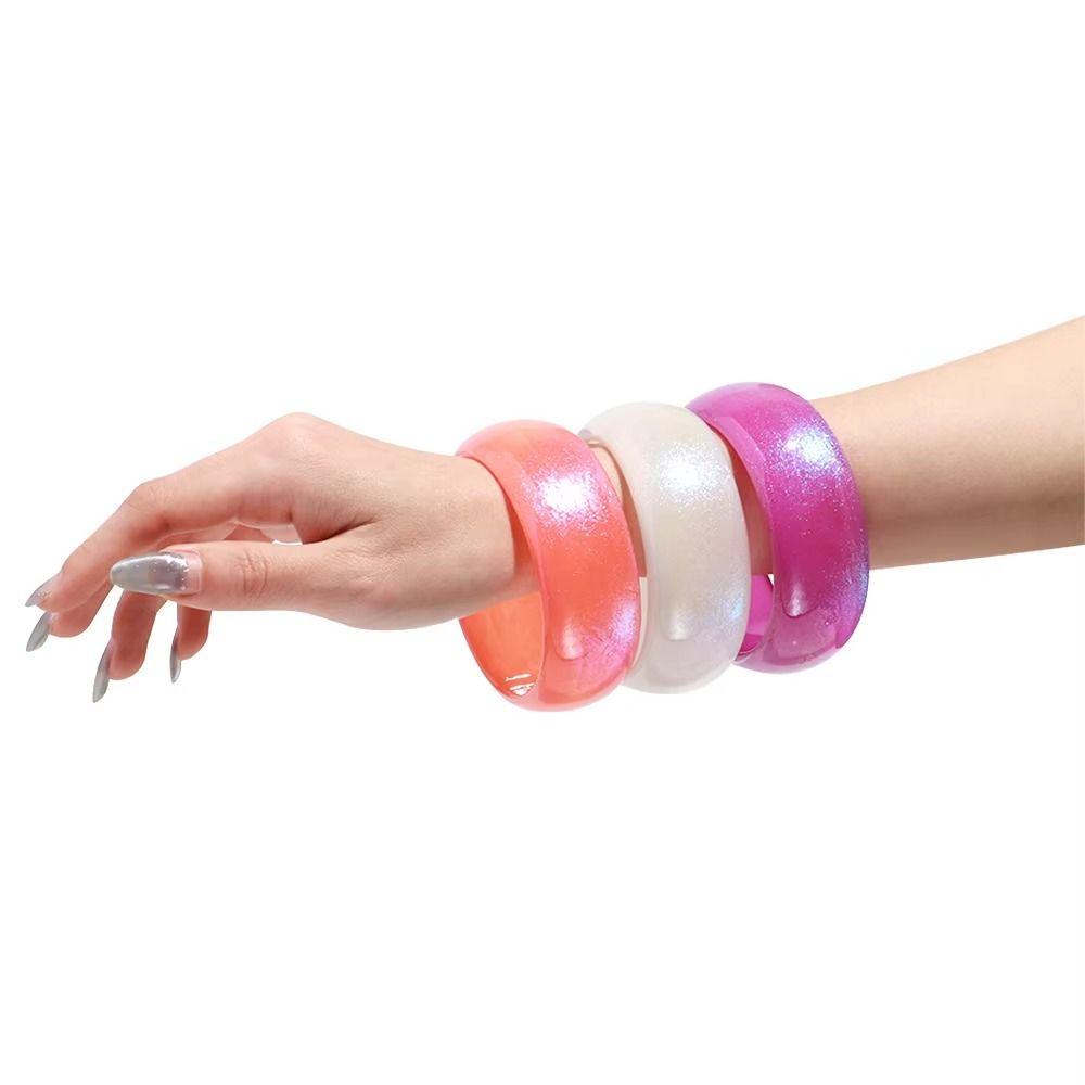Geometric Design Irregular Wide Bracelet Glitter Big Round Transparent Hand Ring  Gift