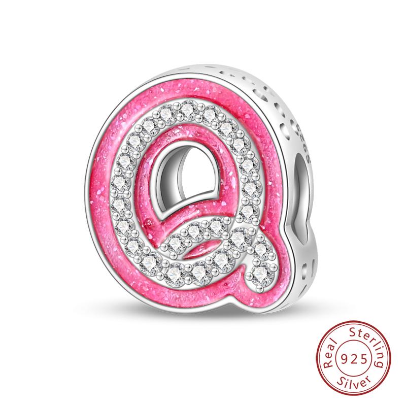 Passen Qikaola Armbänder Charms Sterlingsilber Kupfer 26 Alphabet Buchstaben Charms Perlen Für Frauen Feiner DIY Geburtstags Schmuck Geschenke