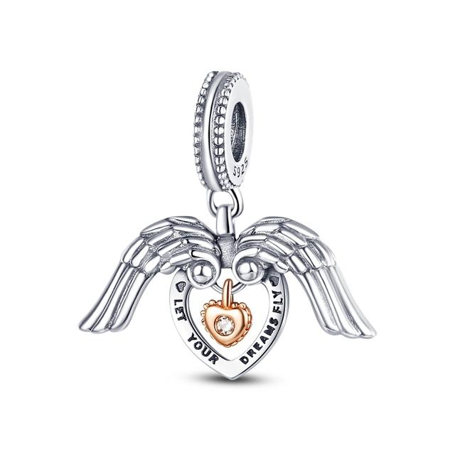 925 Sterling Silver Cz Dangle Baby Footprints wisiorek z motywem zwierzęcym koraliki Fit bransoletka naszyjnik prezent