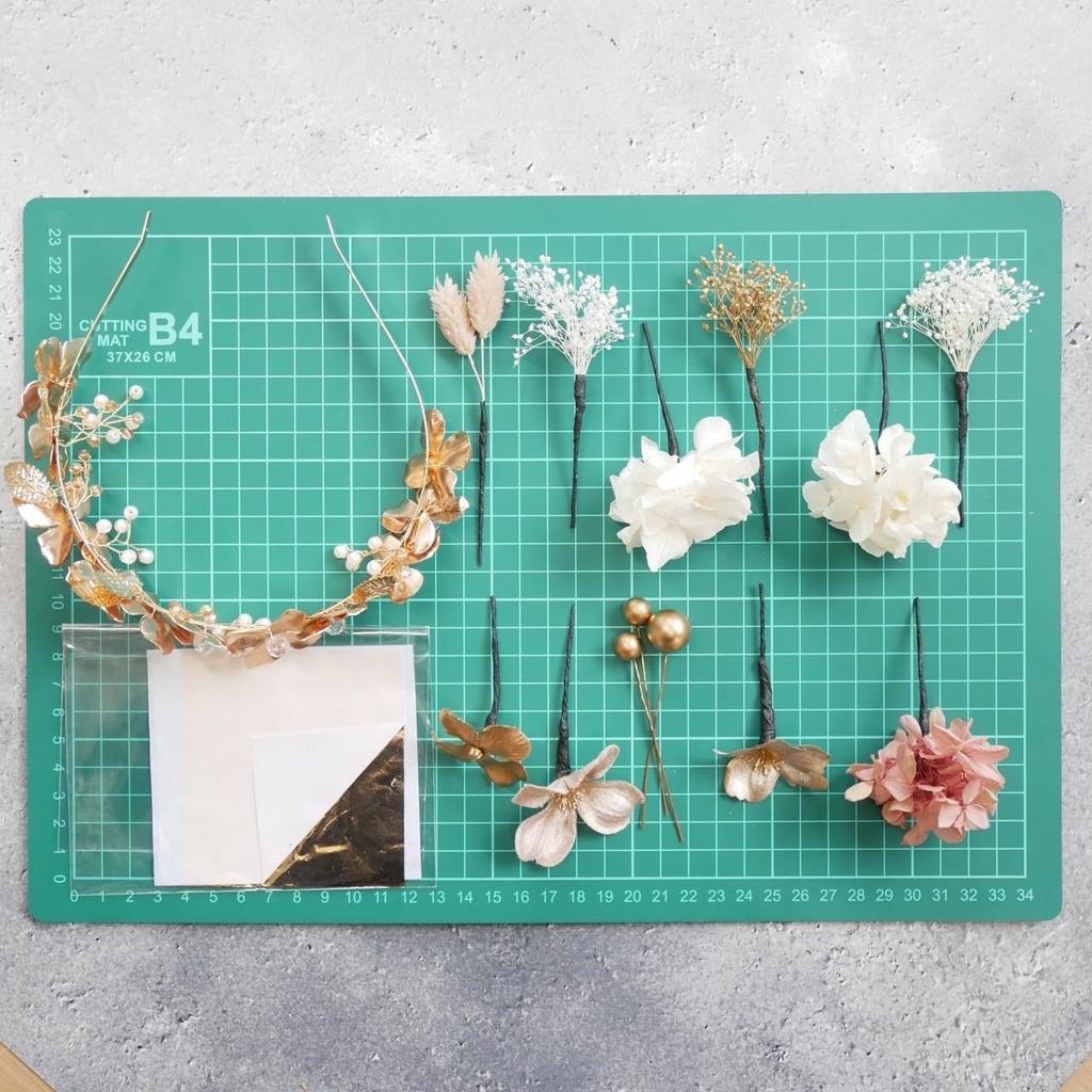 Lomeri Arany Fejpánt Szárított Virág Hajdísz Nagykorúvá válási Ünnepség Ballagási Ünnepség Esküvő Hakama Arany E E24 [Lomeri] (Rózsaszín)