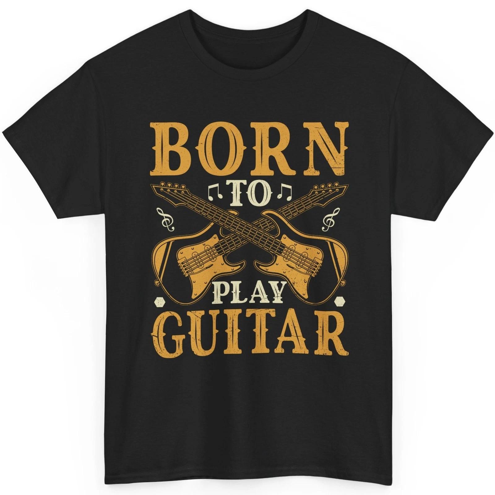 Born To Play Guitar T Shirt Vintage Music Graphic Tee Rock Band Guitarist Top 2XL