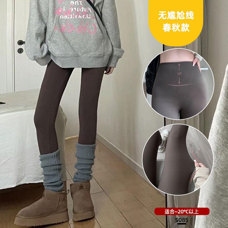 Fleece thickened shark pants women wear new autumn and winter thermal cotton pants tight and thin coffee leggings