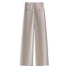 Oatmeal Acetate Wool Flannel Wide-Leg Pants - Women's 2024 Soft Cashmere Straight-Leg, Perfect for Autumn & Winter