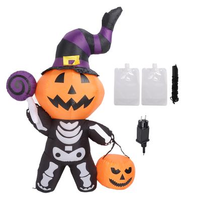 Inflatable Ghost Decoration with LED Lights Water Resistant Cute Blow Ups Skeleton Decor for Yard