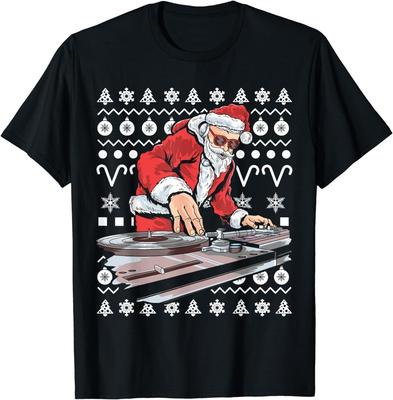 Weihnachtsmann Musik DJ Weihnachten Hässliches Weihnachten T-Shirt