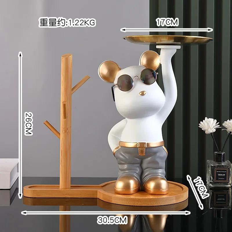 Bear Tray Bear Sculpture Piggy Bank Violent Bear Statue Resin Ornament Desktop Accessories Kids Gift Living Room Home Decor