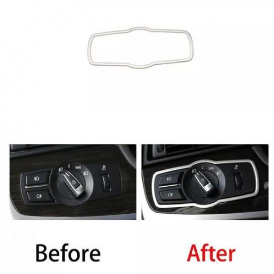 For BMW 7 Series Silver Titanium 2009-15 Cover Trim Car Headlight Switch Control