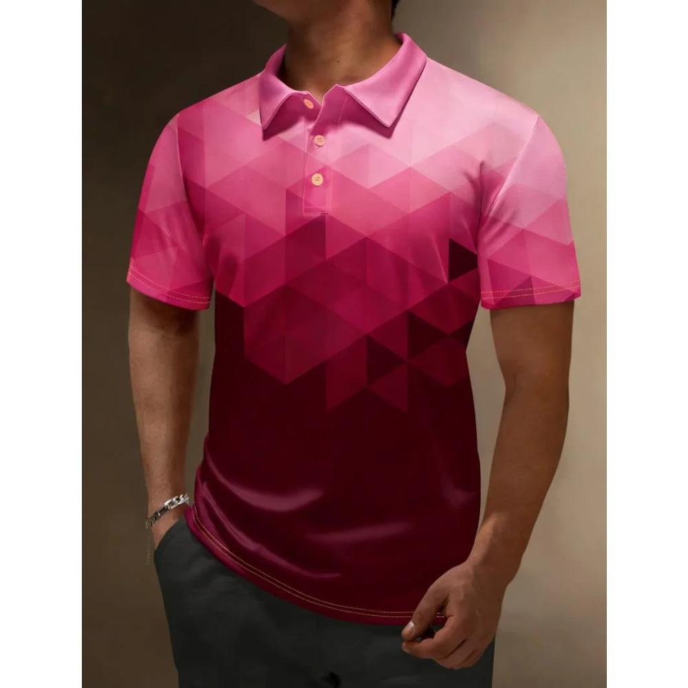 Kleurrijk Patroon Design Korte Mouw Polo Shirt Heren Mode Geprint Buiten Zomerkleding Comfortabel Polyester Vezel