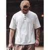 Foreign Trade Export To Domestic Sales American Heavy Pure Cotton Henry Collar Short Sleeve T-shirt Men's Summer Bottoming Shirt Men's T-shirt