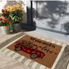 All You Need is Love Red Truck with Tulip Doormat Non-Slip Vintage Truck Entryway Mat Indoor Outdoor Decor Low-Profile Floor Rug
