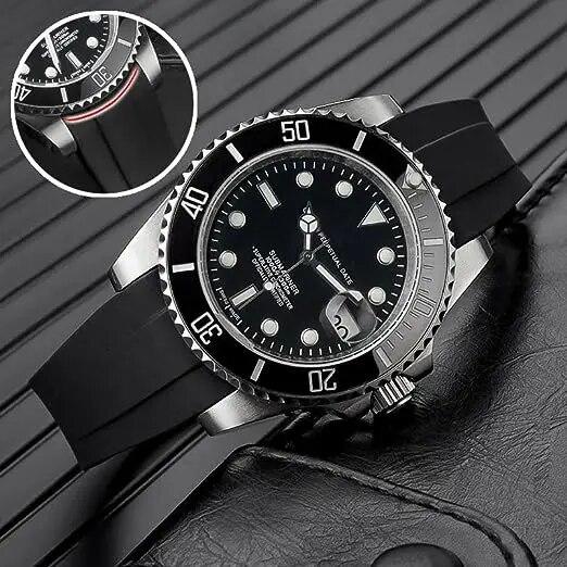 20mm 21mm Rubber Watchband for Rolex Submariner DAYTONA GMT Yacht-Master Silicone Strap Black Watch Band Bracelet