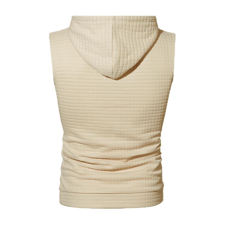 Men's Jacquard Hooded Sweatshirt Sleeveless Solid Color Knitted Hooded Sweatshirt Pullover Vest Men's Clothing