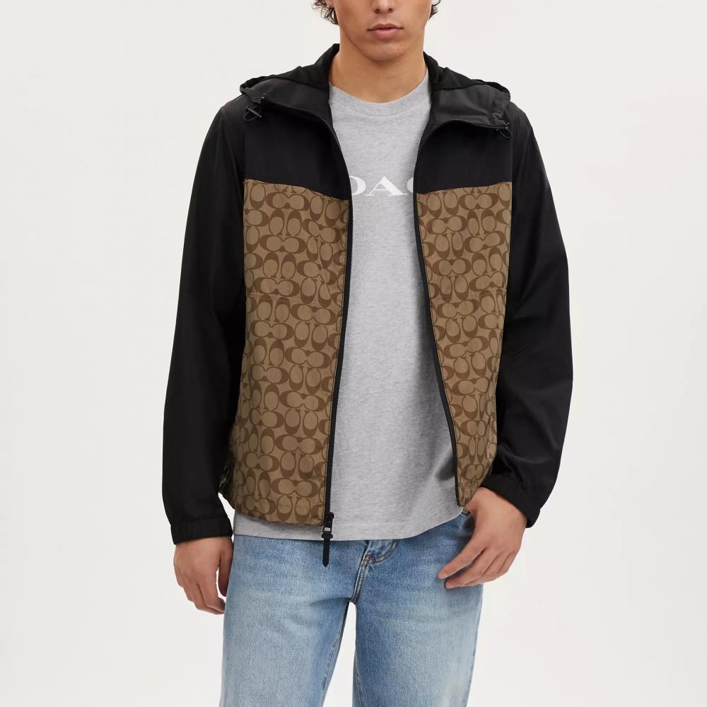 Coach Signature Full Zip Windbreaker Khakinature