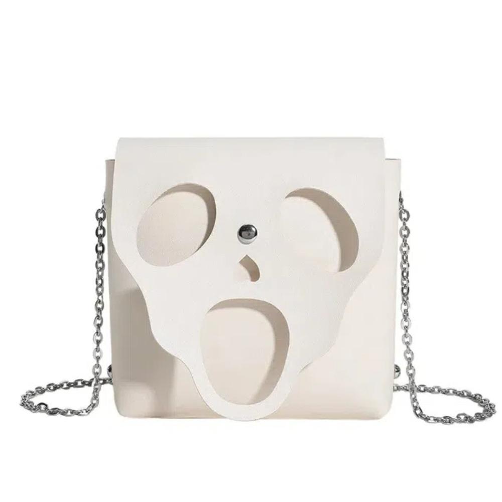 

PU Leather Halloween Chain Bags Metal Crossbody Bag Phone Bag Ghost Small Square Bag Festival белый