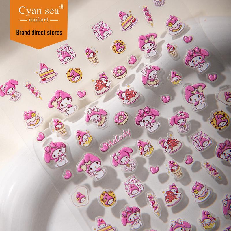 Cyansea Hot Selling Sanrio Melody Princess Embossed Nail Art Stickers