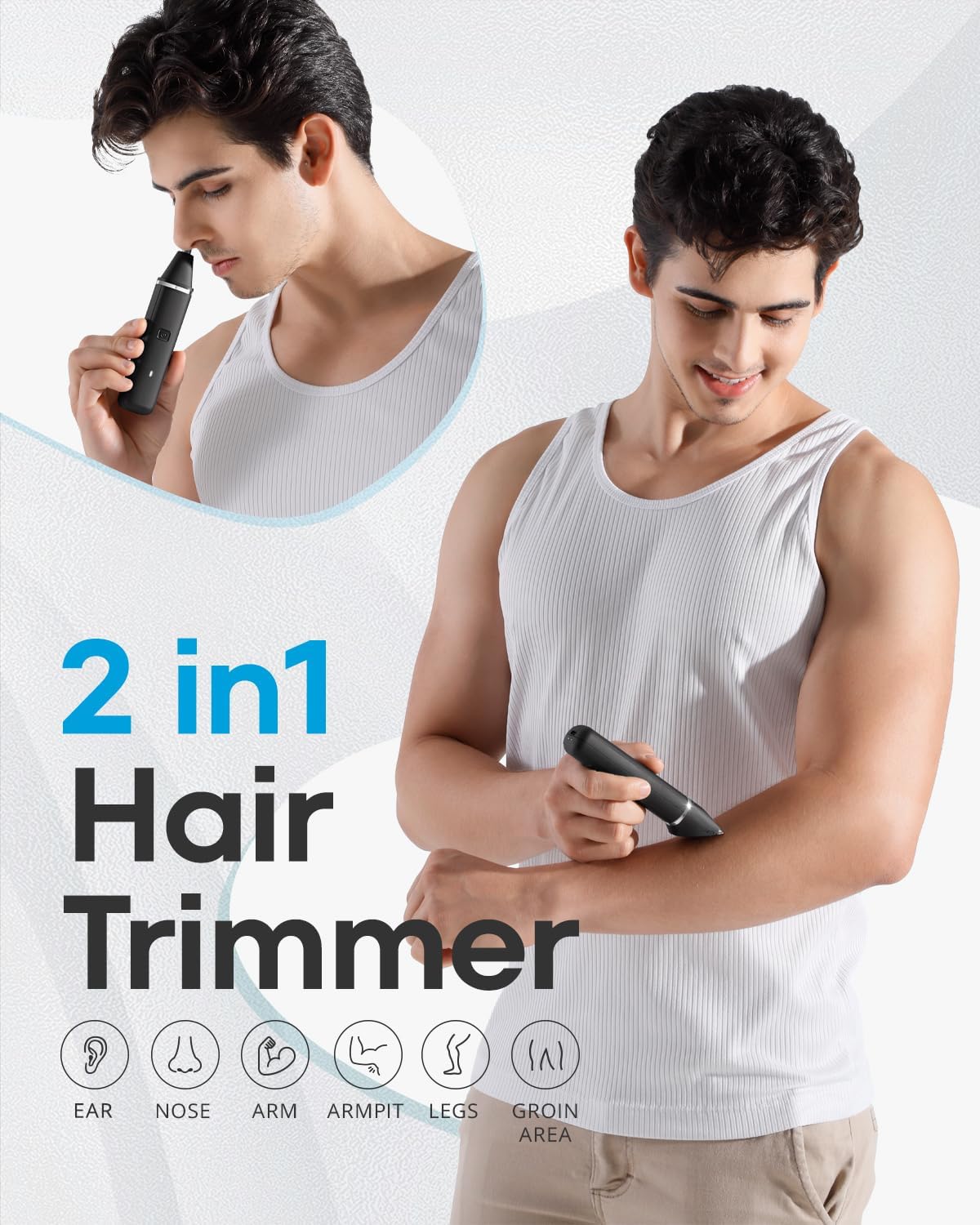 

Electric Bikini Trimmer: 2 in1 Body Facial Hair Remover - Painless Pubic Hair Shaver (Black) United States