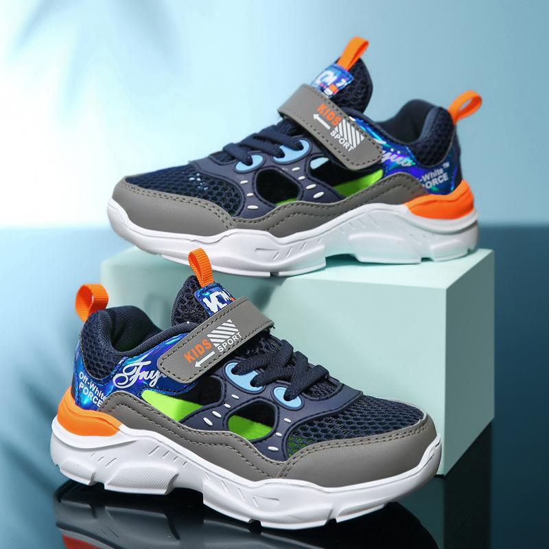Boys' Shoes 2025 New Summer Children's Mesh Hollow Breathable Frame Shoes Medium and Large Children's Soft-soled Non-slip Sports Shoes