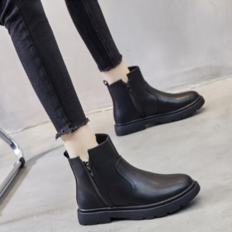 Women's Boots Genuine Leather Short Boots Women's Chelsea Boots Woman Shoes Plus Size Woman Booties Black