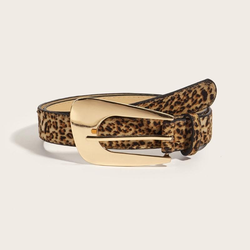 Unique Waist Belt Leopard Print Chain for Cowboy Cowgirl Stylish Buckle Retro Waistband Waist Chain Belt