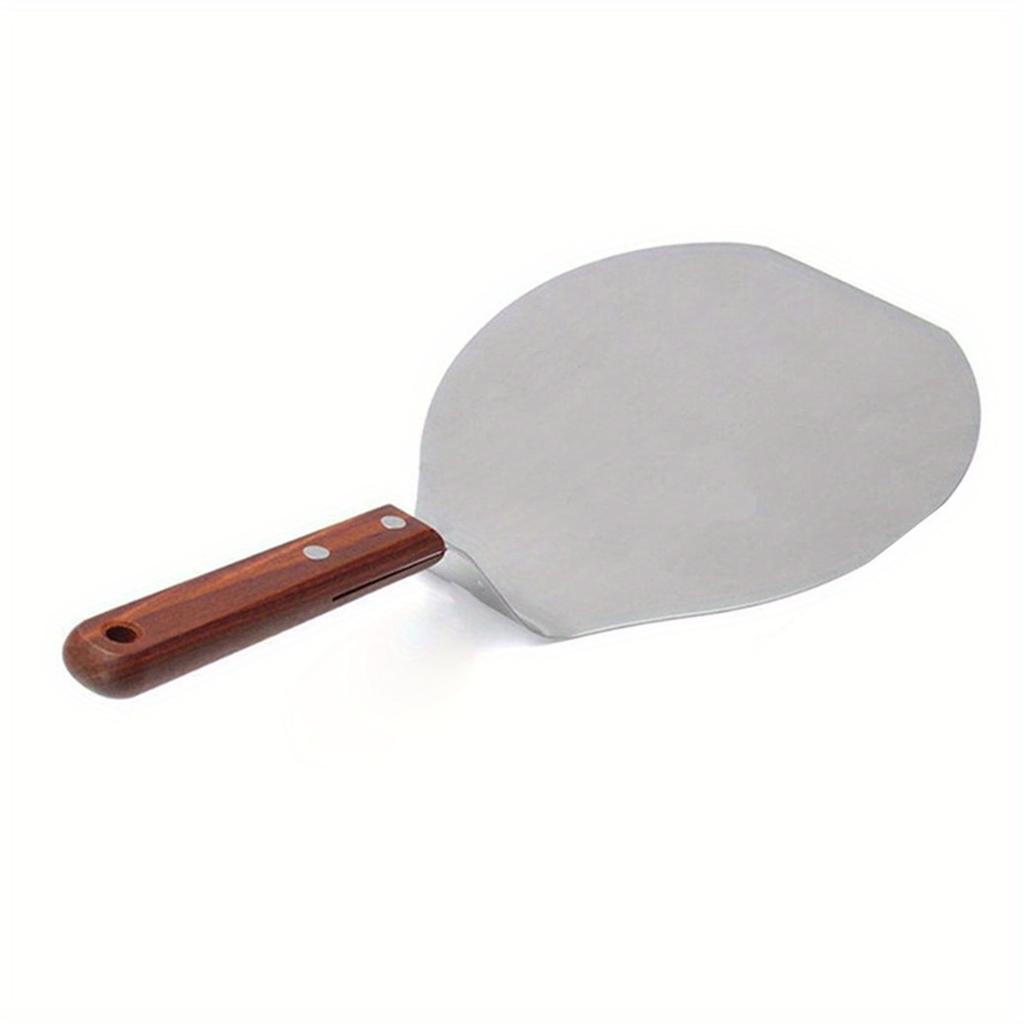 Runde Pizzaschaufel aus Edelstahl mit Holzgriff Langlebige flache Oberfläche für einfachen Pizzatransport und Servieren Geeignet für den privaten und gewerblichen Gebrauch