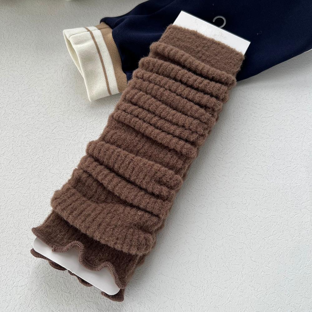 

Women s Arctic Fleece Thermal Over-the-Knee Leg Warmers, Solid Color, Slouch Style, High Socks, Autumn/Winter One Size кофейный