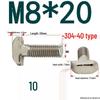 304 Stainless Steel T-Slot T-Head Bolt for Aluminum Profiles (20/30/40/45)