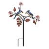 2D Flat Red Bird Garden Stake Iron Handmade Flower Branch Ground Plug Animals Pattern Funny Outdoor Yard Art Yard Ornament