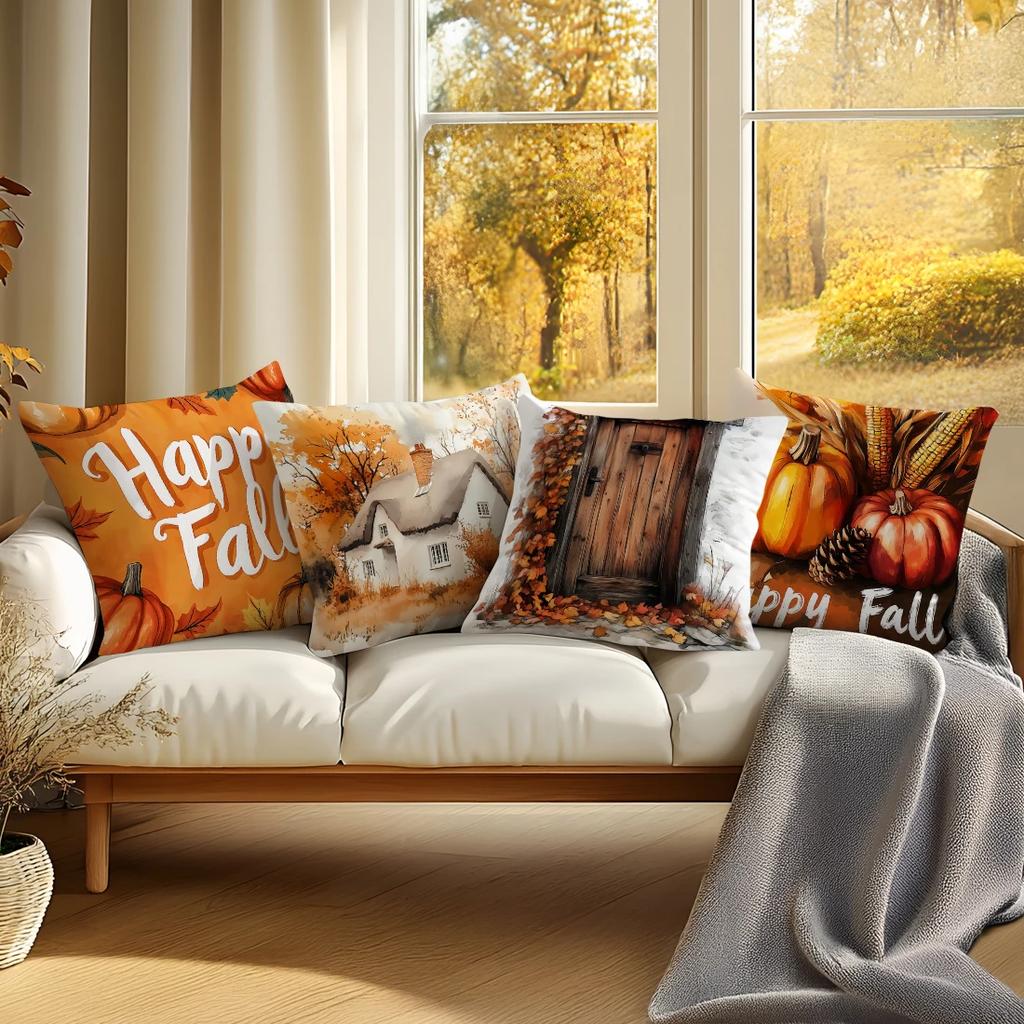 Autumn Theme Pillowcase Cushions 100% Polyester 45X45Cm Throw Pillow Cover Sofa Chair Cushion Cover Pillowslip Home Decor