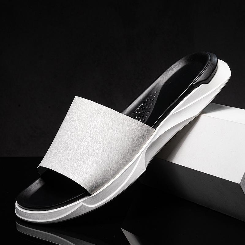 Fashion Brand Men Slippers Genuine Leather Luxury Fashion 2024 New Mens Flat Shoes Casual Non-Slip Summer Flip Flops for Men's Slippers