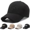 Womens Black Baseball Cap With 3D Embroidered Letters Pineapple Fabric Structured Crown Adjustable Fit