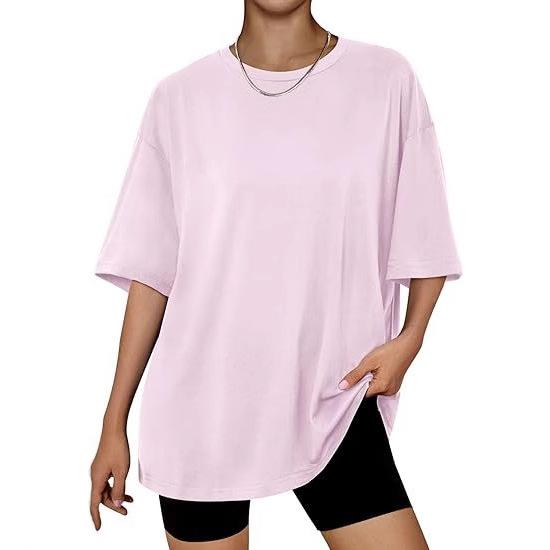 Women's loose casual large size solid color new t-shirt round neck short sleeve women's top