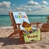 Custom Name Ultra-Soft Beach Towel with Hey Duggee Theme,Ideal for Pool - Camping, Diving - Perfect Travel Essential, Vibrant Beach Towel.