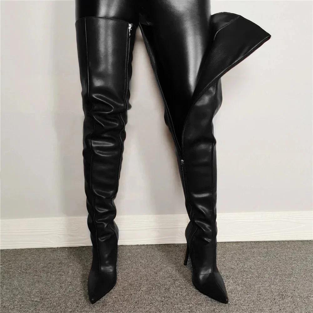 Fashion Women's Boots Over The Knee Punk Style Fashionable Boot Stiletto Autumn and Winter Women Sexy Pu Side Zipper Women Shoes